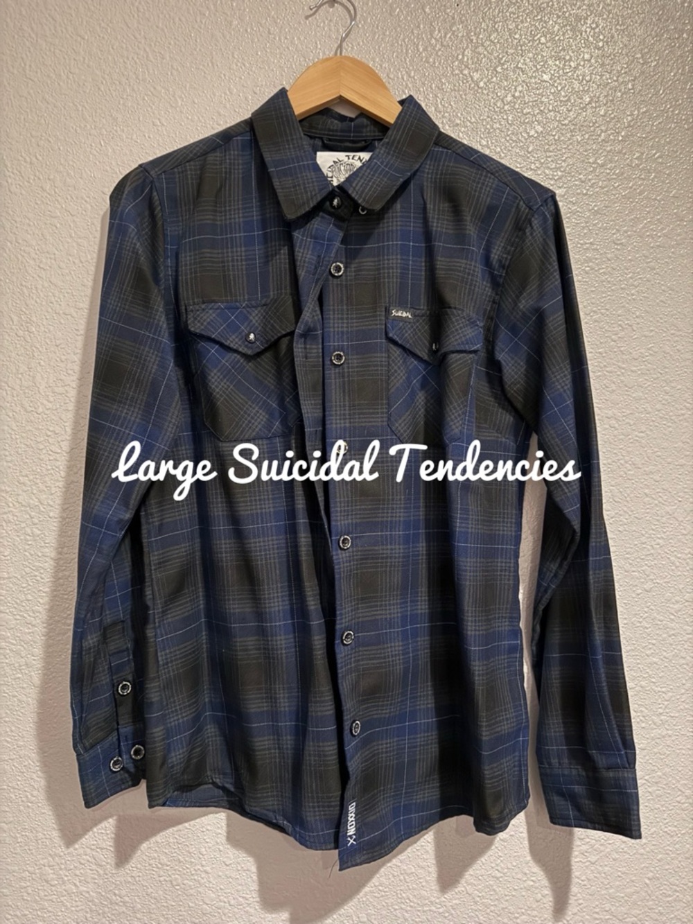 Dixxon Suicidal Tendencies Blue & Black Plaid Button-Up Shirt